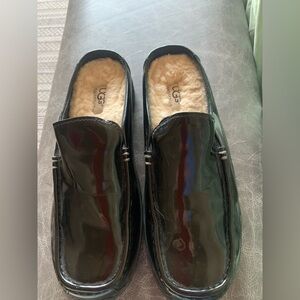UGG Black Shiny Patent Leather Mules